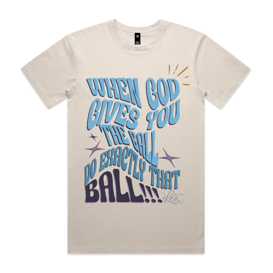 When God Gives You The Ball Cream Cotton Graphic Tee