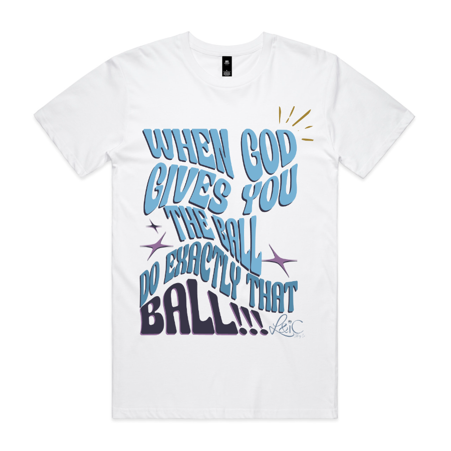 When God Gives You The Ball Cream Cotton Graphic Tee